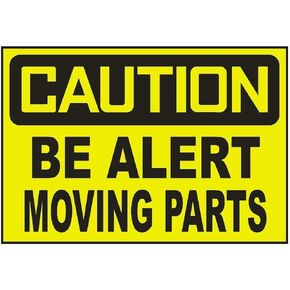Edward & Co Decal Caution Be Alert Moving Parts Sticker Safety Sign OSHA (Single Pack, 3.5 x 5 in)