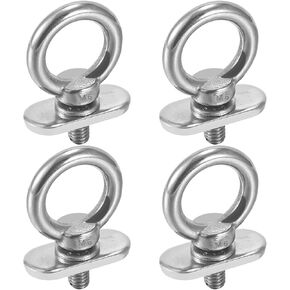 4 Packs Track Mount Tie Down Eyelets, M6 Bolt, Stainless Steel, Hold Your Bungee Cord or Ropes Rowing Inflatable, Kayak Track Accessories(No Track Included)