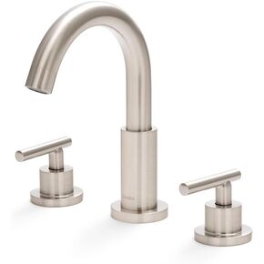 DANSKA Brushed Nickel Bathroom Faucet for Sink with Pop Up Drain, 3 Hole 8 inch Spread, 2 Handle Vanity Bathroom Faucet with Brass Body, 3 Hole with 360° Swivel Spout