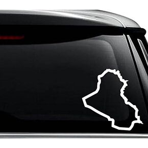 Iraq Country Map Decal Sticker For Use On Laptop, Helmet, Car, Truck, Motorcycle, Windows, Bumper, Wall, and Decor Size- [6 inch] / [15 cm] Tall / Color- Gloss White