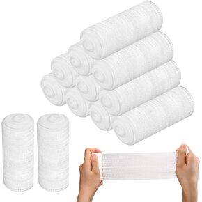 Stretch Gauze Bandages 3" x 80" Gauze Tape 12 Rolls Gauze Rolled Bandage Cotton Elastic Gauze for Woulds, Injuries and Surgery After Care