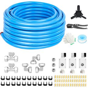 3/4" 100FT Compressed Air Line Kit, Air Line Kit, Air Hose Kit, HDPE-Aluminum-HDPE Piping, Airtight, Leak-Proof, for Air Compressor Fittings, Suitable for Shop, Workshops, Factories, Garages