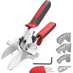 GARTOL Ratchet Miter Shears Set – Multi-Angle Miter Cutter for Angular Cutting, Crafting & Molding – Quarter Round Cutting Tool Includes Flat, 90°, Dowel & PVC Anvils with Blade