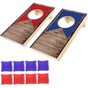 مجموعة من لوحات كورانف سطح المكتب Mini المحمولة 10.16''l x 5.04''w tabletop cornhole مع 8 أكياس فول لعبة طاولة خشبية للطفل للأطفال والكبار في مكتب السفر إلى المنزل