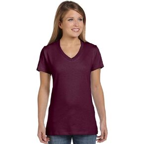 Hanes Women's Nano- V-Neck T-Shirt Maroon Small