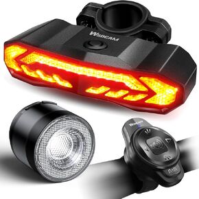 WSDCAM Smart Bike Light Set with Remote Control, Bike Tail Light with Turn Signals and Brake Light Bike Alarm Horn, Bike Headlight for Night Riding, Rechargeable Bicycle Lights Front and Rear