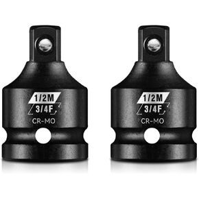 2 Pieces 3/4" F To 1/2" M Impact Socket Adapter Set, SAE Drive Cr-Mo Steel Exceeds ANSI Standards, Square Drive Socket Reducer for Impact Driver Wrench