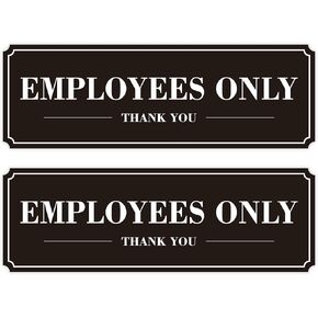 Employees Only Sign for Door, (2 Pack) Self-Adhesive Staff Only for Business Door and Wall 9 x 3 Inches black/white