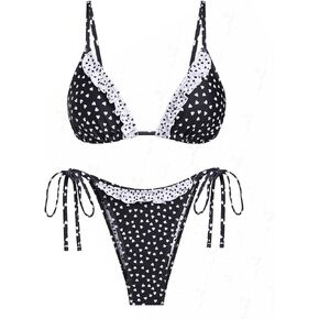 seamoly Textured Cinched Tie Straps Tanga Bikini Set
