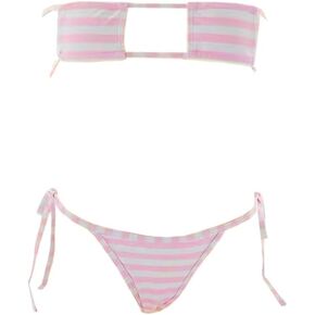 Japanese Style Sexy Cute Blue/Pink Stripe Strap Bikini Sets Lingerie Two Piece Bathing Suit Swimsuit for Women