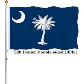 Embroidery Double Sided South Canrolina Flag 3x5 Outdoor- 340D Heavy Duty SC Canrolina Flags Canvas Header with 2 Brass Grommets Easy to Rising