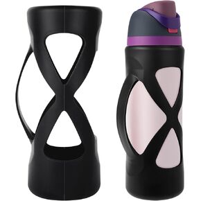 Silicone Boot with Handle for Owala Water Bottle 24oz, Handle Strap for Owala Water Bottle Accessories, Reusable, BPA Free - Black