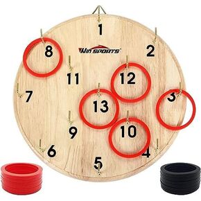 Ring Toss Game,Indoor Outdoor for Kids Adults Family,Fun Tailgate or Hangs on Wall,Exciting Gift Idea, Safe & Durable Design,Includes 13 Metal Hooks and 14 Rubber Rings