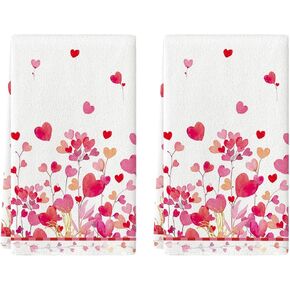 Artoid Mode Pink Heart Branch Valentine's Day Kitchen Towels Dish Towels, 18x26 Inch Farmhouse Anniversary Wedding Decoration Hand Towels Set of 2