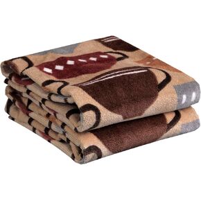 T-fal Fiber Reactive Print Kitchen Towels: Highly Absorbent, Super Soft - 100% Cotton, 16"x28" Dish Towels for Cleaning & Drying Dishes, Pans, Glassware, or Countertops, 2-Pack, Coffee