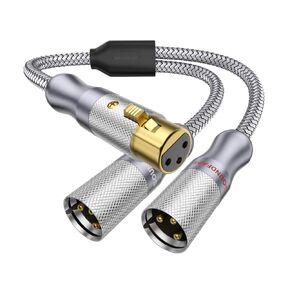 XLR Splitter Cable XLR Splitter 1 Female to 2 Male Balanced Microphone Patch Y Cable,2 Male to 1 Female Y Splitter Microphone Cable-Grey (3ft/1M)