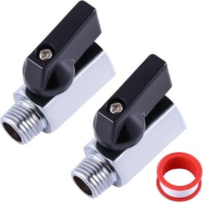 2 Pieces 1/2 Inch Brass Mini Ball Valve NPT Female x Male Shut-Off Valve with 1 Piece Tape