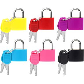 6 PCS Suitcase Locks with Keys, Multicolor Small Locks with Keys Mini Keyed Padlock for Suitcase, Backpack, Boxes Laptop Bag Locker (6 Colors)
