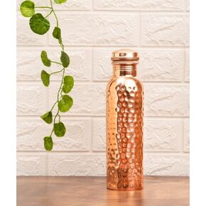 Copper Hammered Water Bottle, 34 Oz large | Ayurvedic copper vessel for Water | Promote health benefits like better Digestion and Clear Skin