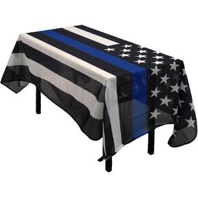 Police Flag Tablecloth,Rectangular Tablecloth Fade-Resistant Washable Policeman Flag Tablecloth, Suitable for Kitchen Dining Family Gatherings and Outdoor Events,Home Decoration.
