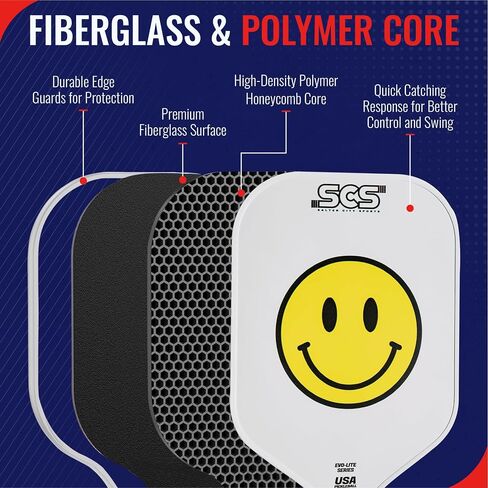 SCS - Pickleball Paddle, 2024 USAPA Approved, Carbon Fiber Surface & Sure-Grip Handle, Lightweight Intermediate, Enhanced Spin Control, Evo-Lite Series in Saudi Arabia