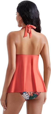 RXRXCOCO Women Halter Tankini Swimsuits Tummy Control Swimsuit Flowy V Neck Bathing Suits in Kuwait