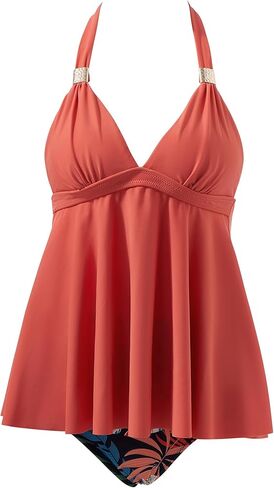 RXRXCOCO Women Halter Tankini Swimsuits Tummy Control Swimsuit Flowy V Neck Bathing Suits in Kuwait