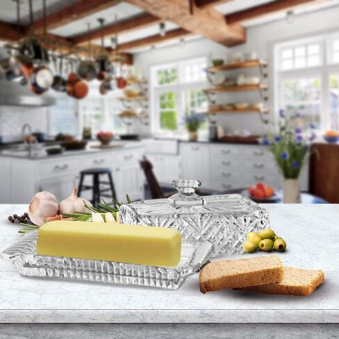 James Scott Glass Butter Dish With Lid, holds a standard stick of butter in Saudi Arabia