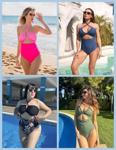 AI'MAGE Women's Sexy One Piece Swimsuit Tummy Control Criss Cross Bathing Suit Push Up Swimsuits V Neck Cutout Swimwear 2025 in Kuwait