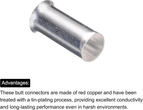 MECCANIXITY 100 Pcs Non Insulated Butt Connectors 8AWG Wire Connector for Electrical Wire Crimp Ferrule Terminals in Saudi Arabia