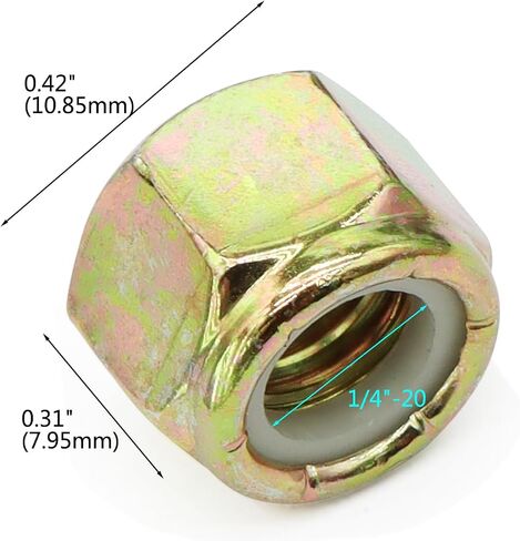 Nylon Insert Lock Nut, Piece-25, Yellow Zinc Finish (1/4"-20) in Saudi Arabia