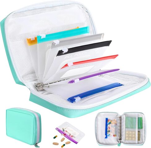 مجموعة أكياس حبوب منع الحمل ONDON A7-L ، منظم حبوب منع الحمل كبير مع 7 حاوية محكمة الغلق تخزين أوراق فضفاضة وألوان مشفرة ، حاوية طب قابلة لإعادة الاستخدام الأسبوعية لمجموعة منظمات أدوية السفر ، حقيبة حبوب منع الحمل اليومية in Kuwait