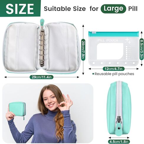 مجموعة أكياس حبوب منع الحمل ONDON A7-L ، منظم حبوب منع الحمل كبير مع 7 حاوية محكمة الغلق تخزين أوراق فضفاضة وألوان مشفرة ، حاوية طب قابلة لإعادة الاستخدام الأسبوعية لمجموعة منظمات أدوية السفر ، حقيبة حبوب منع الحمل اليومية in Kuwait