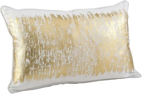 Saro Lifestyle Agatha Collection Metallic Design Design Cotton Down Loving Throw Pillow ، Gold ، 12 "× 20" in Kuwait