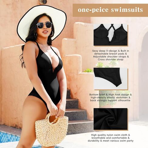 joyshaper للسيدات أحادي القطع للسباحة للسيطرة على البطن بدلات الاستحمام العميقة v رقبة السباحة التستر على الجسدية in Kuwait