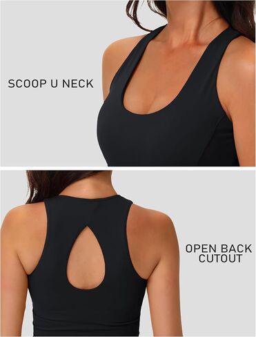 MAGCOMSEN Women's Workout Tank Tops with Built in Bra Athletic Racerback Tanks Padded Yoga Crop Longline Sports Bras Gym in Kuwait