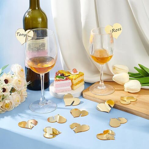 Fingerinspire 40pcs acrylic reck tags علامات القلب على شكل قلب شرب الزجاج العلامة الفارغة علامات أكريليك علامات Golden Goblet Marker Acrylic Glass Glass اسم العلامات للمهرجان المنزلي in Saudi Arabia