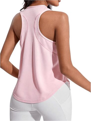 SweatyRocks Women's Sleeveless Round Neck Sports Racerback Tank Top Solid Asymmetrical Hem Yoga Tops in Saudi Arabia