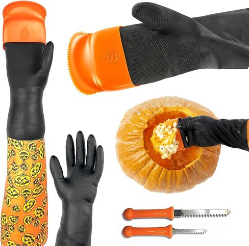 Pumpkin Scraper Glove – As Seen On Shark Tank - Mess Free and Fun Pumpkin Carving Kit – Carve and Clean Jack-O-Lantern Guts with Ease and Zero Mess on Your Hands! (Adult Kit) in Saudi Arabia