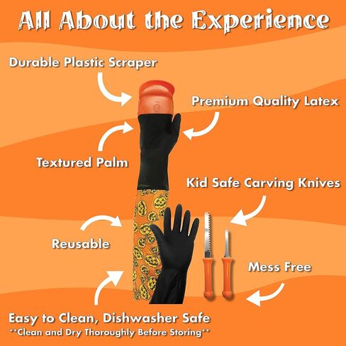 Pumpkin Scraper Glove – As Seen On Shark Tank - Mess Free and Fun Pumpkin Carving Kit – Carve and Clean Jack-O-Lantern Guts with Ease and Zero Mess on Your Hands! (Adult Kit) in Saudi Arabia