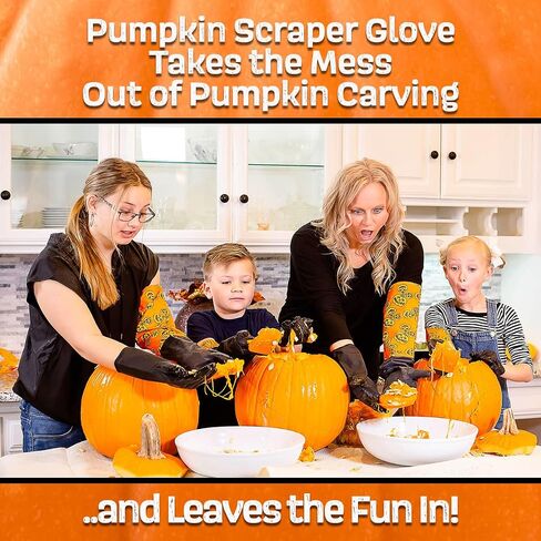 Pumpkin Scraper Glove – As Seen On Shark Tank - Mess Free and Fun Pumpkin Carving Kit – Carve and Clean Jack-O-Lantern Guts with Ease and Zero Mess on Your Hands! (Adult Kit) in Saudi Arabia