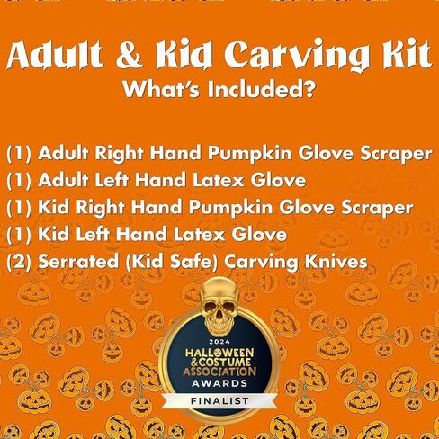 Pumpkin Scraper Glove – As Seen On Shark Tank - Mess Free and Fun Pumpkin Carving Kit – Carve and Clean Jack-O-Lantern Guts with Ease and Zero Mess on Your Hands! (Adult Kit) in Saudi Arabia