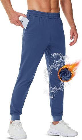 TACVASEN Men's Fleece Lined Joggers Sweatpants with Zipper Pockets Water Resistant Winter Warm Running Athletic Gym Pants in Saudi Arabia