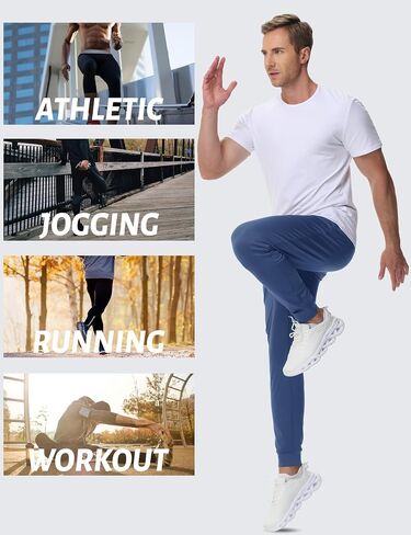TACVASEN Men's Fleece Lined Joggers Sweatpants with Zipper Pockets Water Resistant Winter Warm Running Athletic Gym Pants in Saudi Arabia