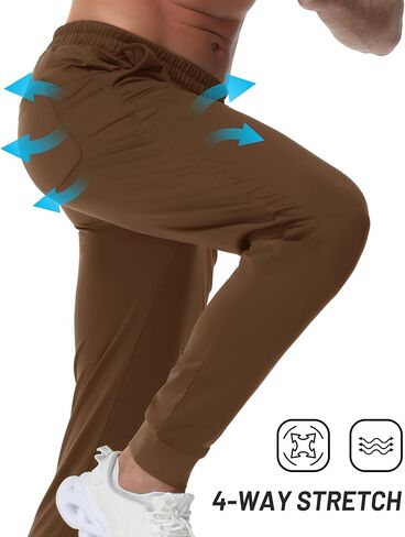 TACVASEN Men's Fleece Lined Joggers Sweatpants with Zipper Pockets Water Resistant Winter Warm Running Athletic Gym Pants in Kuwait