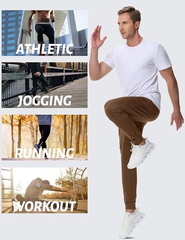 TACVASEN Men's Fleece Lined Joggers Sweatpants with Zipper Pockets Water Resistant Winter Warm Running Athletic Gym Pants in Kuwait