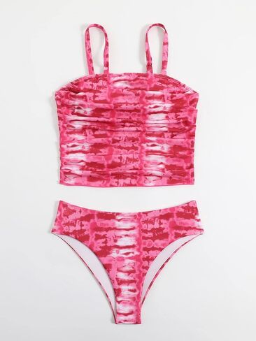 Floerns Women's 2 Piece Bikini Swimsuit Tie Dye High Waist Ruched Bathing Suit in Saudi Arabia