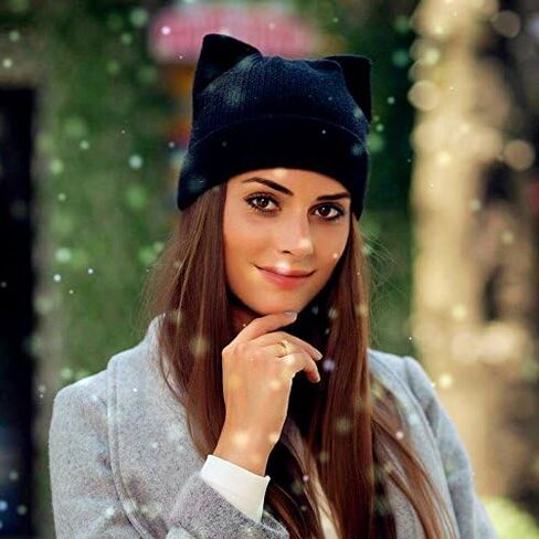 Women Cat Hat Cat Ear Beanie Hat Wool Braided Knit Trendy Winter Warm Cap in Saudi Arabia