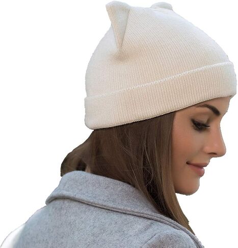Women Cat Hat Cat Ear Beanie Hat Wool Braided Knit Trendy Winter Warm Cap in Saudi Arabia