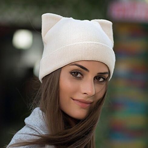 Women Cat Hat Cat Ear Beanie Hat Wool Braided Knit Trendy Winter Warm Cap in Saudi Arabia